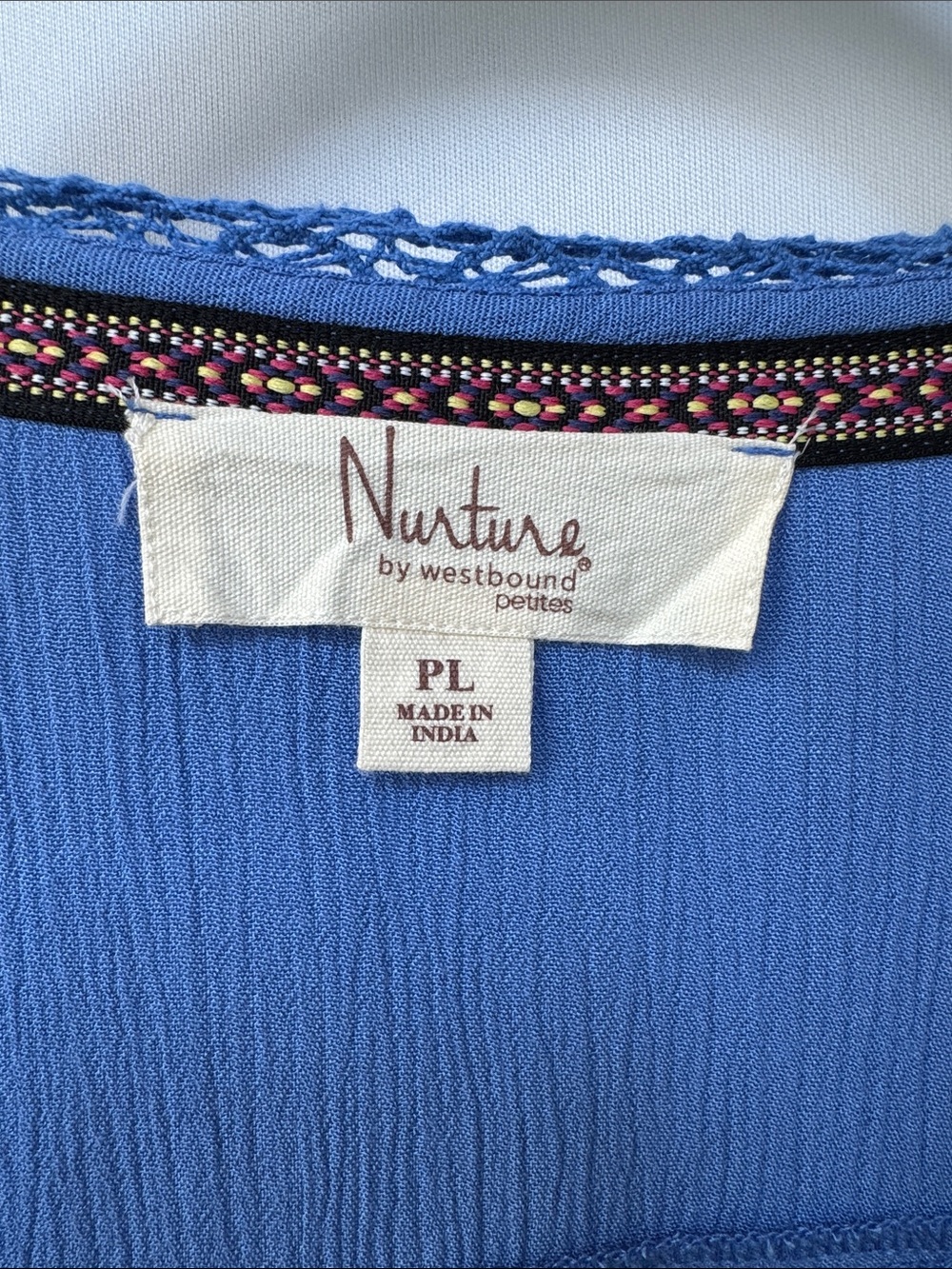 Nurture by Westbound Petites Blue Embroidered V-Neck Blouse - Picture 2 of 6